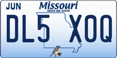 MO license plate DL5X0Q