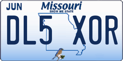 MO license plate DL5X0R