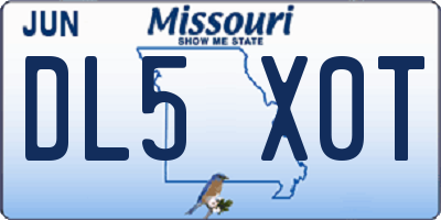 MO license plate DL5X0T