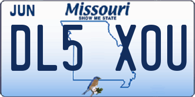 MO license plate DL5X0U