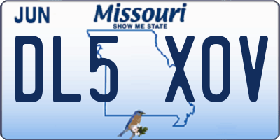 MO license plate DL5X0V