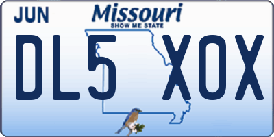 MO license plate DL5X0X