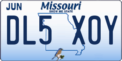 MO license plate DL5X0Y