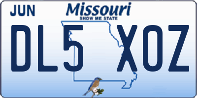 MO license plate DL5X0Z