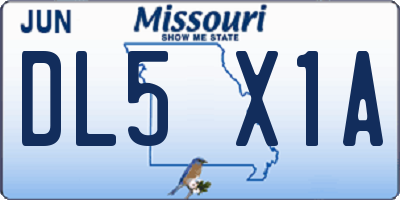 MO license plate DL5X1A