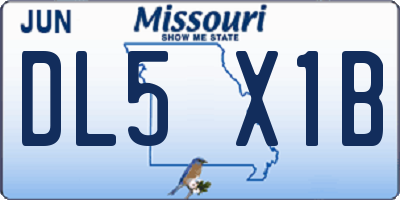 MO license plate DL5X1B