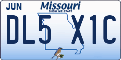MO license plate DL5X1C