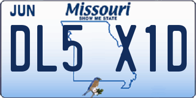 MO license plate DL5X1D
