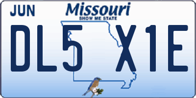 MO license plate DL5X1E
