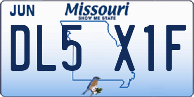 MO license plate DL5X1F