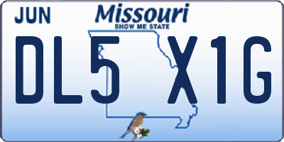 MO license plate DL5X1G