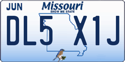 MO license plate DL5X1J