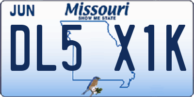 MO license plate DL5X1K