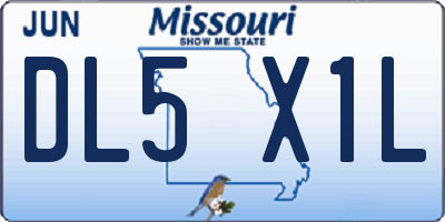 MO license plate DL5X1L
