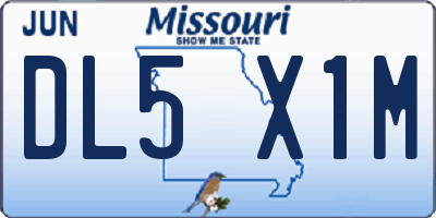 MO license plate DL5X1M
