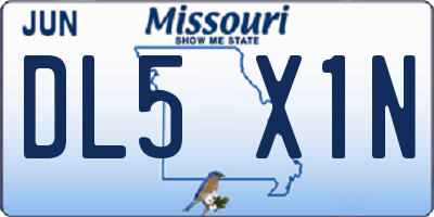 MO license plate DL5X1N