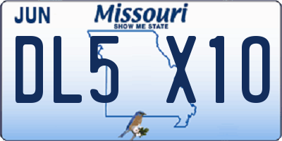 MO license plate DL5X1O