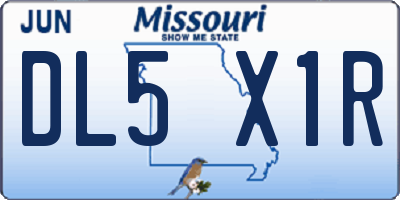 MO license plate DL5X1R