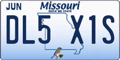 MO license plate DL5X1S