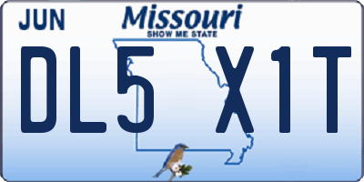 MO license plate DL5X1T