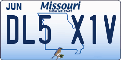 MO license plate DL5X1V