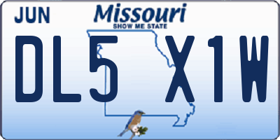 MO license plate DL5X1W