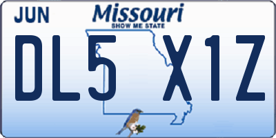 MO license plate DL5X1Z