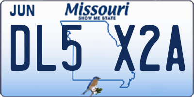 MO license plate DL5X2A