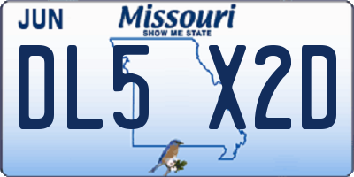 MO license plate DL5X2D