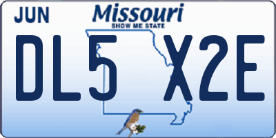 MO license plate DL5X2E