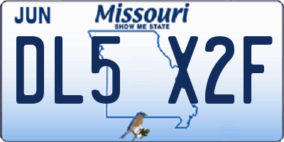 MO license plate DL5X2F
