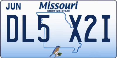 MO license plate DL5X2I