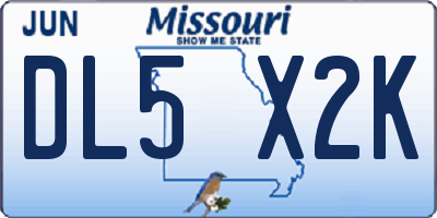 MO license plate DL5X2K