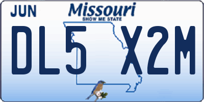 MO license plate DL5X2M