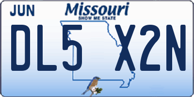 MO license plate DL5X2N