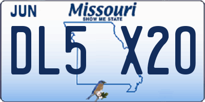 MO license plate DL5X2O