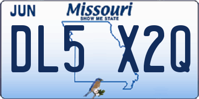 MO license plate DL5X2Q