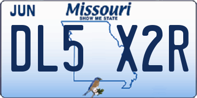 MO license plate DL5X2R