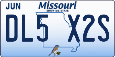 MO license plate DL5X2S