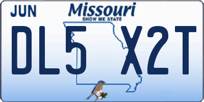 MO license plate DL5X2T