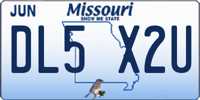 MO license plate DL5X2U