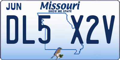 MO license plate DL5X2V