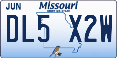 MO license plate DL5X2W