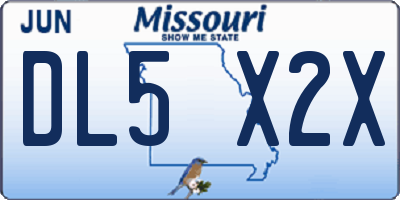MO license plate DL5X2X
