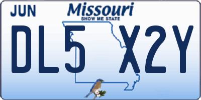 MO license plate DL5X2Y