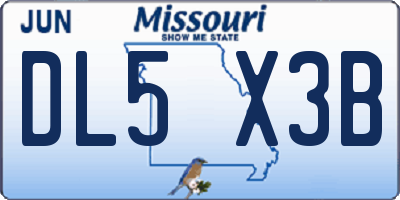 MO license plate DL5X3B