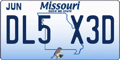 MO license plate DL5X3D