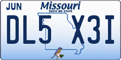 MO license plate DL5X3I