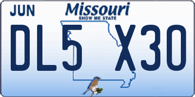 MO license plate DL5X3O