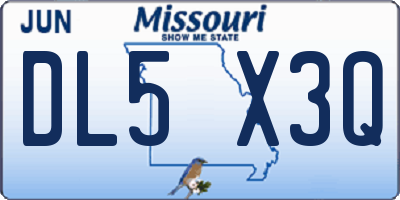 MO license plate DL5X3Q